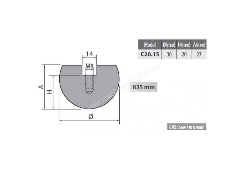 caption C20-15 Rolleri Radius Top Tool 15mm Radius