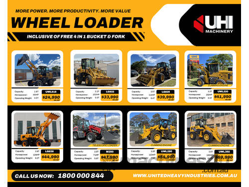 (WA FIELD SHOW SALE) NEW UHI WHEEL LOADERS