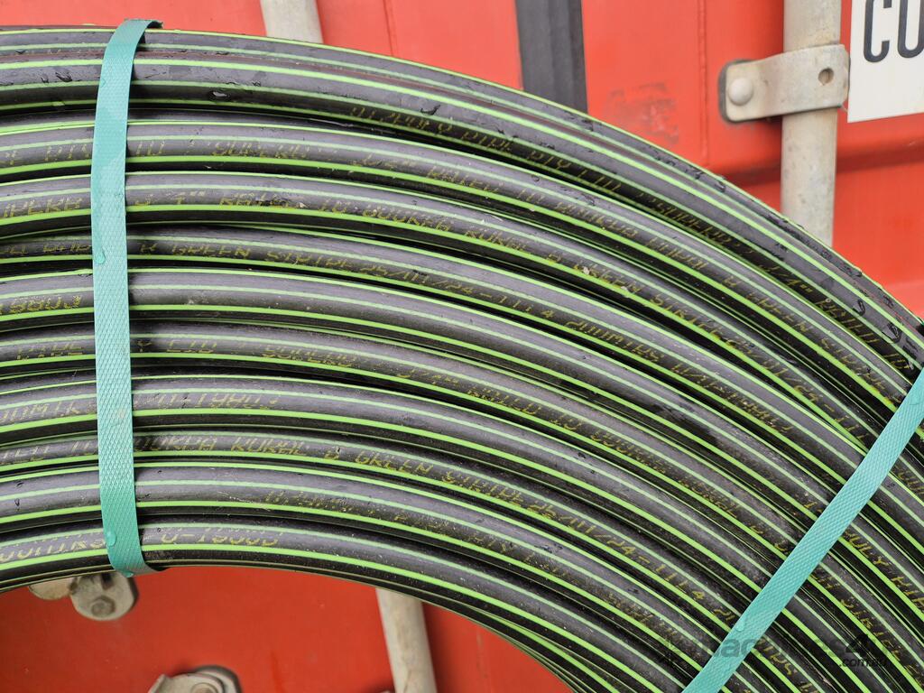 Used Green Stripe Poly Pipe Irrigation Pipe in Machines1, NSW