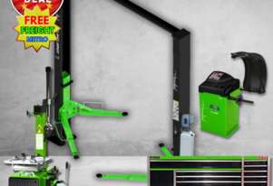 HAMMERHEAD 4T TWO POST HOIST + TYRE CHANGER + WHEEL BALANCER + 72? INTRO ROLLER CAB KIT (COMBO DEAL)