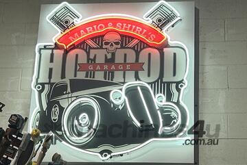 Mario And Shirls Hot Rod Garage Neon Sign
