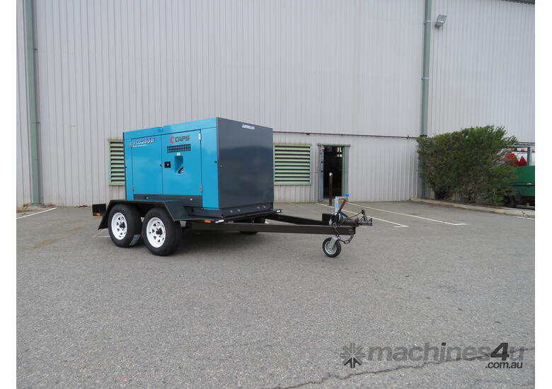 caption AIRMAN PDS265S-5B2-T 265cfm Trailer mounted Portable Diesel Air Compressor