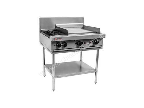 Open top burners, 600mm Griddle with Stand and Shelf