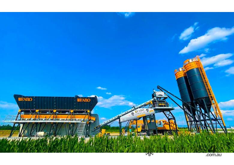 caption FABO COMPACT-60 CONCRETE PLANT | CONVEYOR TYPE
