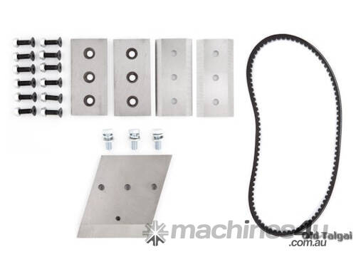 caption Woodland Mills WC46 Woodchipper Spare Parts Kit, Chipper Blade, Hydraulic Pump Belt, Bed Plate