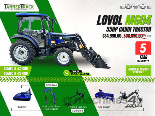 caption TANNERTRACK - LOVOL M604 55HP 4WD Cabin Tractor