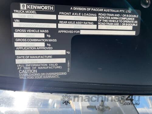 2015 Kenworth T409 Prime Mover Sleeper Cab