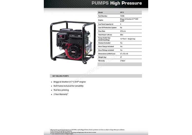 caption High Pressure WATER PUMP- Briggs & Stratton