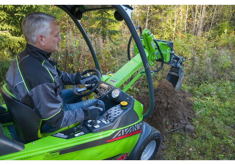 caption Avant 225 Mini Articulated Wheel Loader W/ All round Grapple