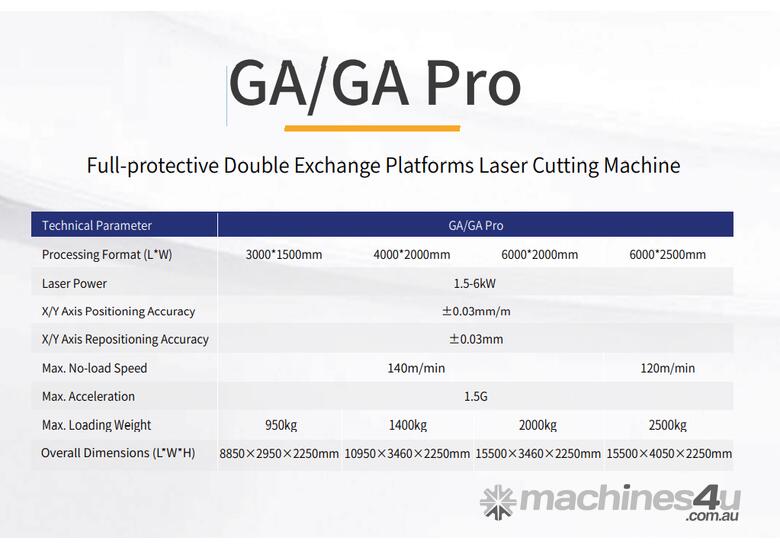 caption HSG GA/GA Pro Fiber Laser Cutting Machine * 6kW IPG and RAYCUS OPTIONS AVAILABLE *