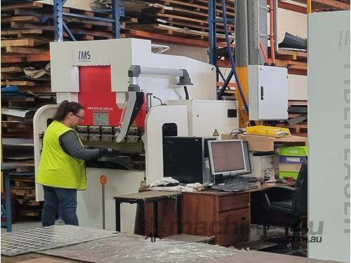caption IMS-TRITON CNC 1.3m x 40T, 6 Axis Press Brake, 3D graphic program system. Delivered and installed