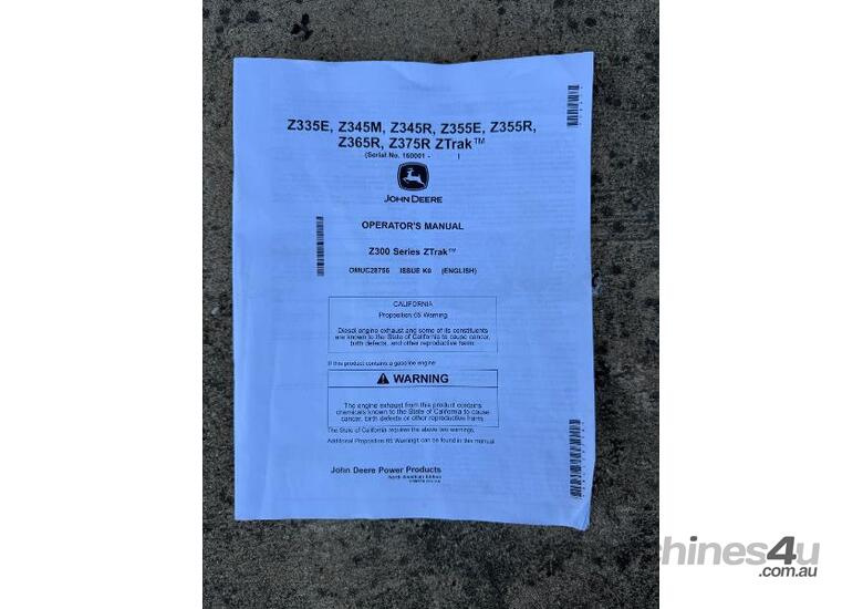 caption John Deere Z345R Zero Turn Mower