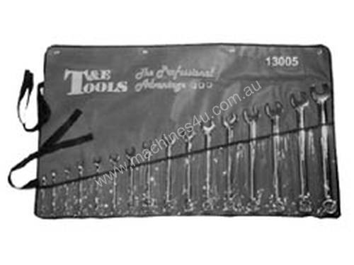 T & E TOOLS Spanner Set Ring Open End 16 PCE SAE