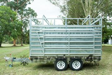 12x7 Flat Top Livestock/Cattle Trailer 3500kg ATM with Side Rails and Ramps