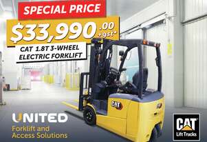 Cat 1.8T 3-Wheel Electric Forklift Special