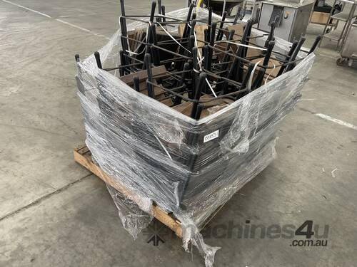 caption 1 X Pallet Wooden Stools with Metal Frame Legs Stackable 50 Chairs Approx.