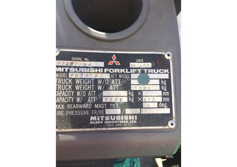 caption Used 2007 Mitsubishi 1.8 tonne LPG forklift