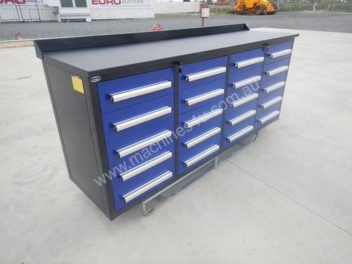 2.1m Work Bench tool Cabinet c/w 20 Drawers