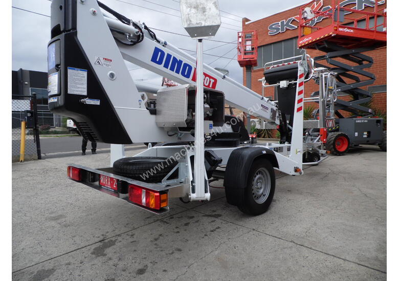 caption ACCESSWORX - DINOLIFT DINO 130T TRAILER MOUNTED BOOM LIFT
