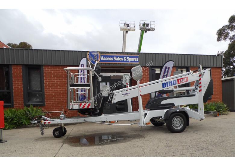 caption ACCESSWORX - DINOLIFT DINO 130T TRAILER MOUNTED BOOM LIFT