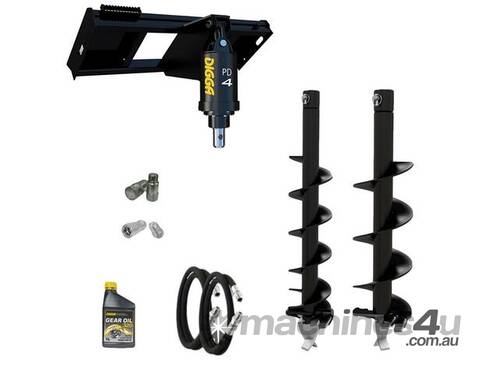 caption Digga PD4-2 65mm round auger drive combo package skid steer up to 120Hp