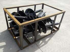 Unused Hydraulic Auger Drive & 3 Augers to suit Skidsteer Loader - picture0' - Click to enlarge