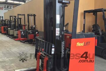 Refurbished Toyota 7FBR18 1.8 Ton Narrow Aisle Platter Stand On Reach Forklift