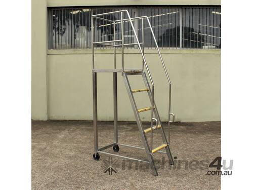 Stainless Steel Platform Rolling Ladder