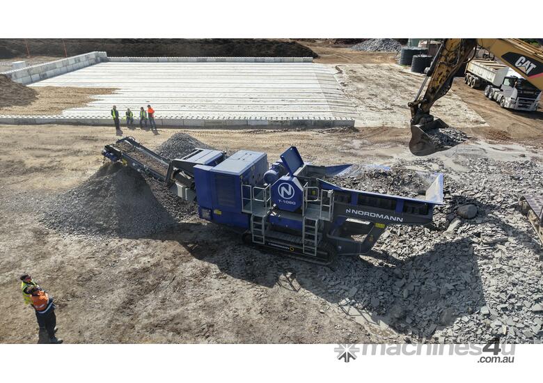 caption Nordmann T-1060 Tracked Jaw Crusher - Suited for Quarry, Mining or Recycling Applications.