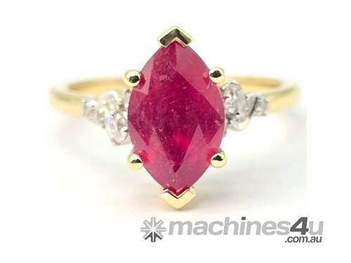 9CT YELLOW GOLD, DIAMOND & RUBY RING