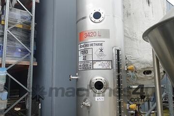 Vertical Stainless Steel Storage Tank, 3420Lt, 1050mm Dia x 4250mm H straight