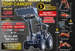 Trident Plus Synchromesh 75HP 4WD Canopy Tractor with 4-in-1 Bucket Combo Deal (5 Years Warranty)