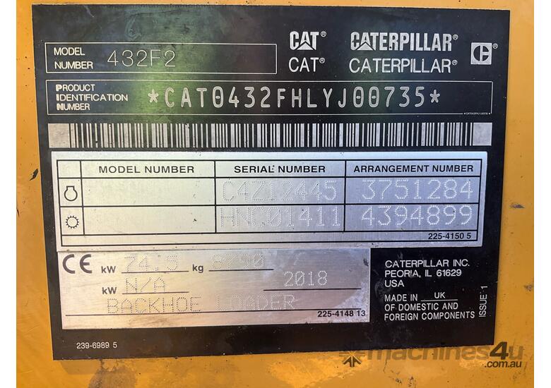 2018 Caterpillar 432F 4x4 Backhoe