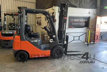 TOYOTA 2018 MODEL 8FG18 DELUXE MODEL S/N 64091 LPG 3.7 METER 2 STAGE MAST 1.8 TON 1800 KG CAPACITY