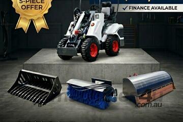   Ozziquip AL20 Mini Loader 4-in-1 with Stone Bucket, Sweeper and Sweeper Bucket 5-Piece Package