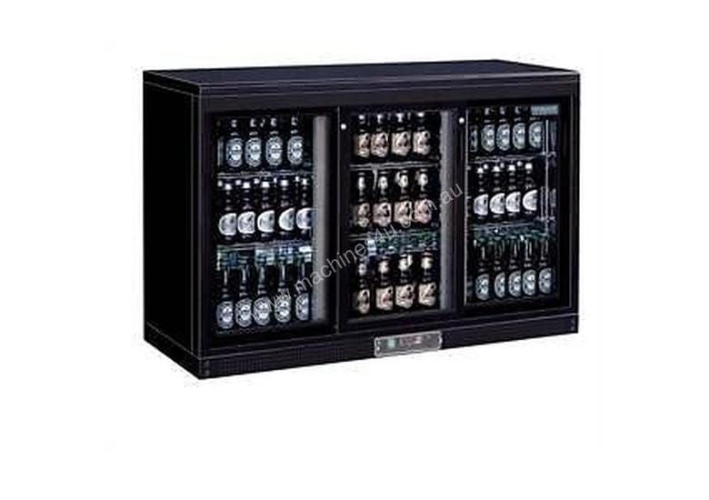 caption Polar DL819-A - Bar Display Cooler Black Triple Sliding Doors
