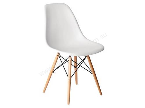 Bolero PP Moulded Chair (White) with Wooden Spindle Legs (Pack 2)