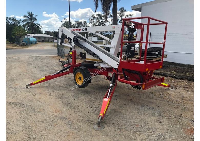 caption 2007 Nifty Lift 120TPE Trailer mounted cherry picker