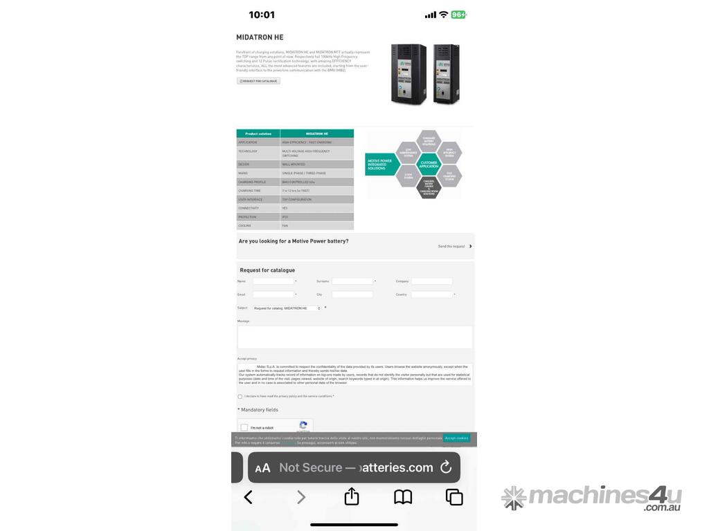 Used 2016 Midac HE Battery Chargers/Starters in WETHERILL PARK, NSW