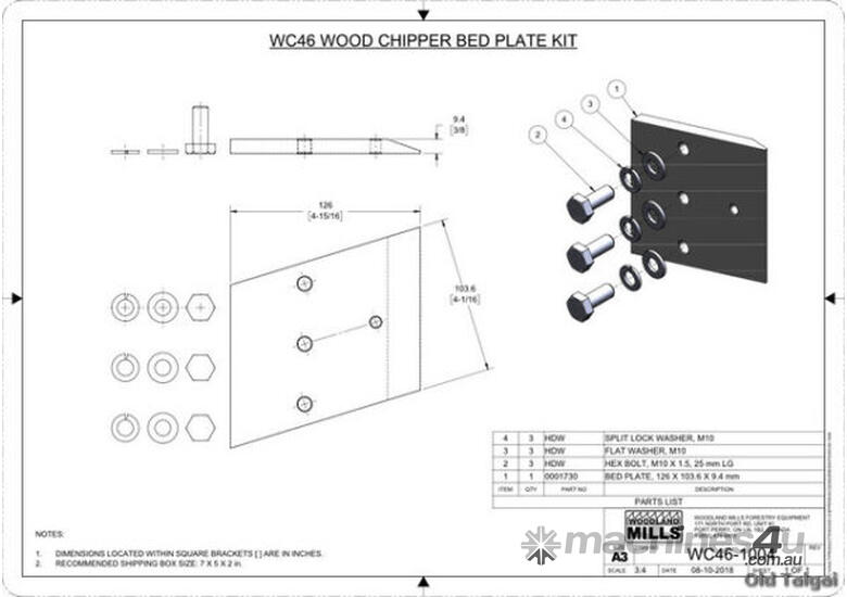 caption Replacement Bed Plate Kit for the Woodland Mills WC46 Woodchipper
