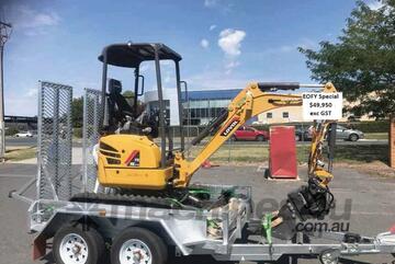 Package Deal 1.8T Lovol Excavator + Trailer + Tilting Hitch + 5 Attachments