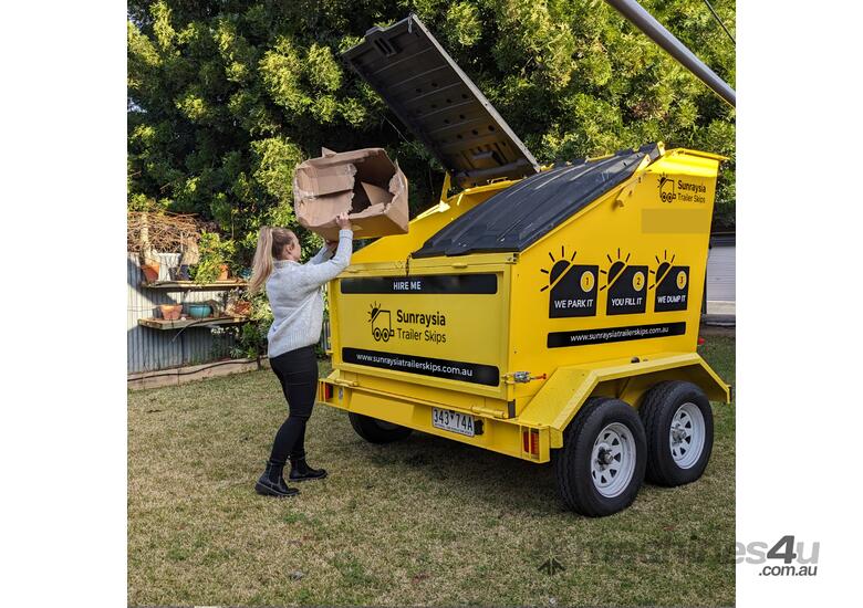 caption 4 Cubic Meter Trailer-Mounted Skip Bin Tipper Trailer
