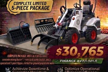   Ozziquip AL20 Mini Loader 4-in-1 with Stone Bucket, Mixing Bucket and Ripper 5-Piece Package