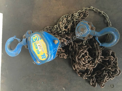 Chain Hoist 3 Ton x 3 meter drop lifting Block and Tackle Nobles Rigmate 3000kg