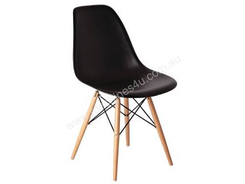 Bolero PP Moulded Chair (Black) with Wooden Spindle Legs (Pack 2)