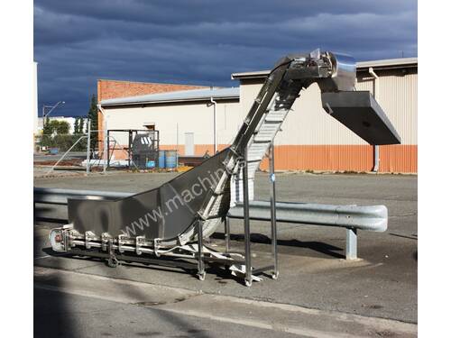 Freshline powered cleeted chain link conveyor lift elevator system stainless SS