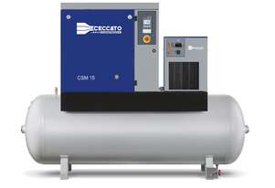 EUROPEAN MANUFACTURED CECCATO - 10hp / 7.5kW rotary screw air compressor with tank, dryer & filters