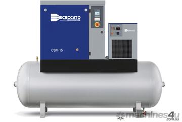 EUROPEAN (ITALY) MANUFACTURED - 10hp / 7.5kW rotary screw air compressor with tank, dryer & filters