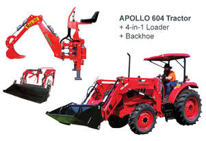 APOLLO 60hp 4WD Diesel Tractor + FEL + Backhoe
