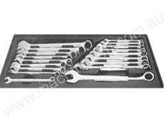 T & E TOOLS Spanner Set Ring Open End 18 PCE SAE